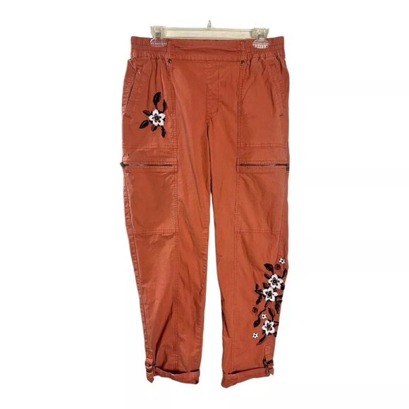 Soft Surroundings Cargo Pant S Everything Under The Sun Embroidered Roll Tab - Picture 3 of 11